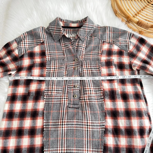 Free People Wildfire Plaid Top Blouse Shirt Flannel Oversized Slouchy Cotton - Picture 13 of 14